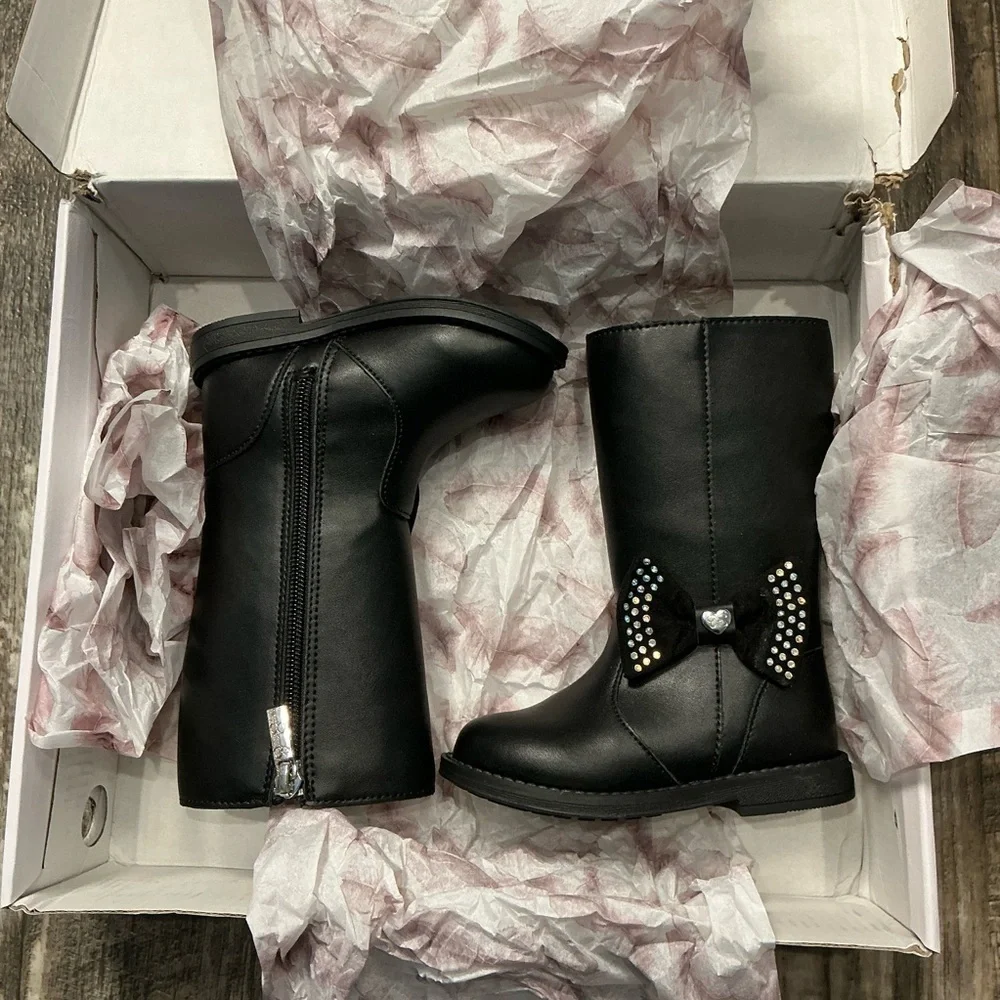 Jessica Simpson Black Little Girls' Mid-Calf Boots with Bow Size 7